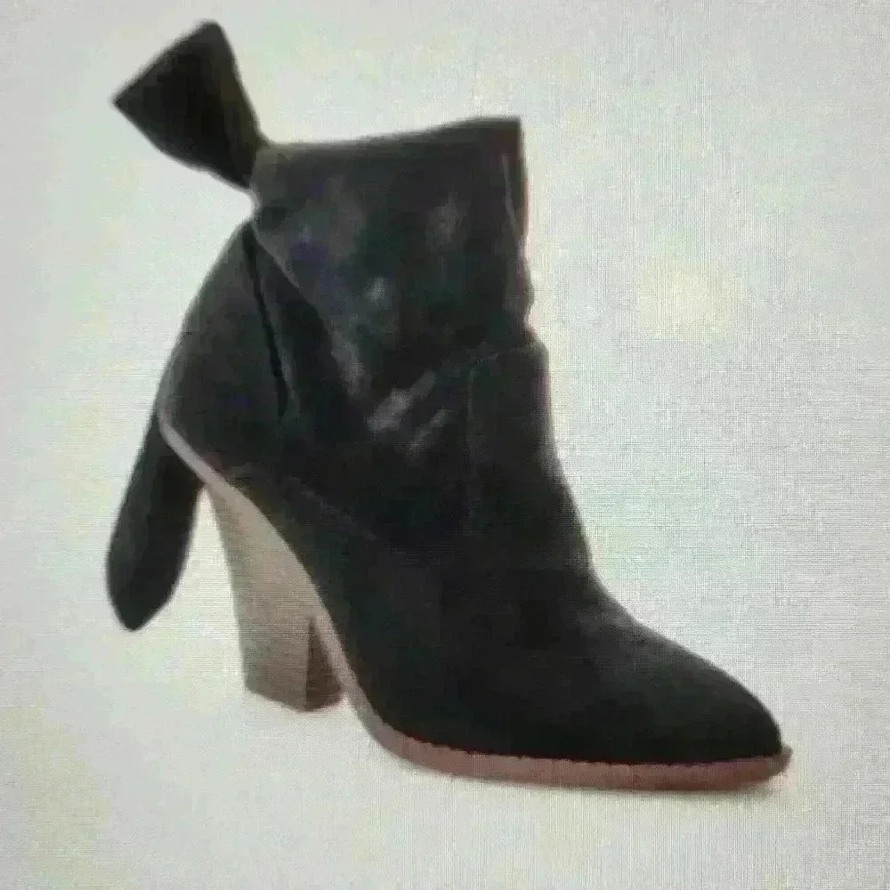 Women's JustFab Mattie Back Tie Suede Bootie Heel Size 11